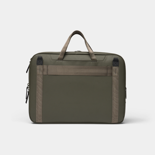 NOMATIC Laptop Bag in olive, front view showing exterior zip pocket