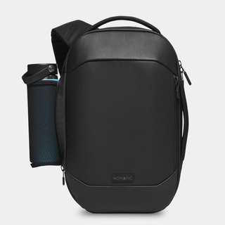 NOMATIC Navigator RS Sling 10L in black, front angle view showing water bottle in side pocket