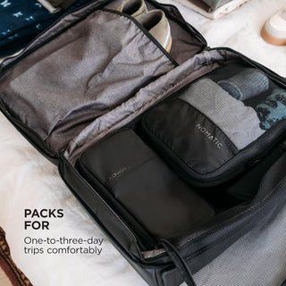 NOMATIC Travel Pack open and packed for a one-to-three-day trip